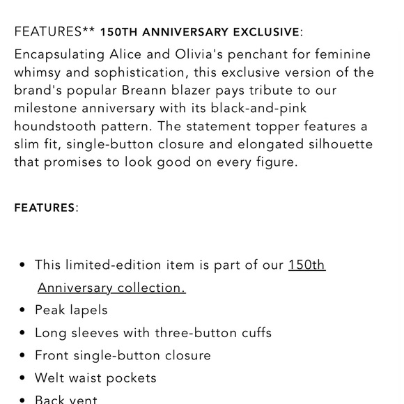 Alice & Olivia Breann Houndstooth Blazer - 150th Anniversary for Bloomingdale’s - Picture 8 of 12